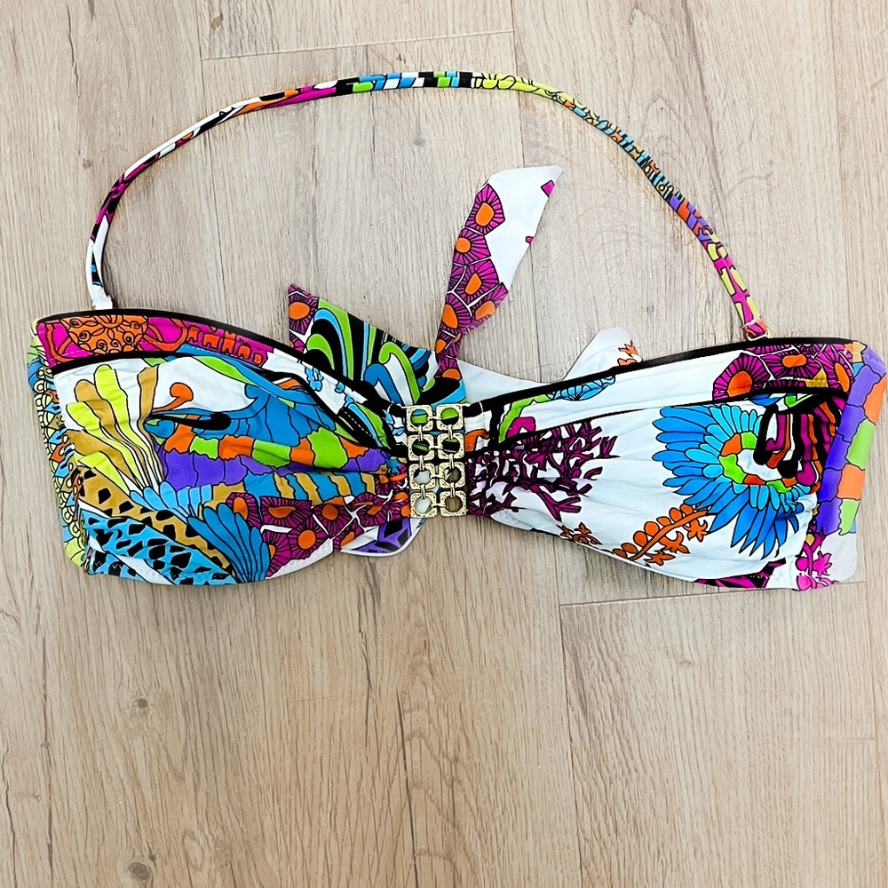 Trina Turk Bikini Top Sz. 12 Casa Blanca Print Floral Sea Life